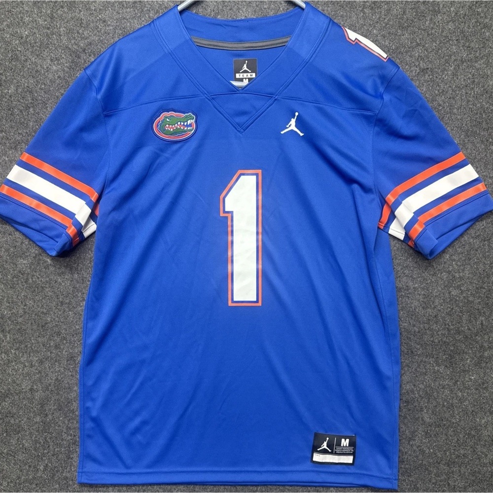 Florida Gators Jersey Mens Medium Blue NCAA Football Jordan Custom #1 Dad Jersey